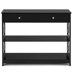 TOPBUY Console Table Narrow Entry Table W/ Drawer & Shelves Sofa Table In Black