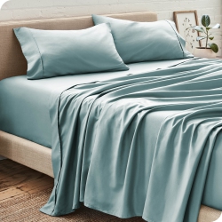 BARE HOME Sheet Set - Premium 1800 Ultra-Soft Microfiber - Double Brushed - Hypoallergenic - Wrinkle Resistant (Light Blue, Split King)