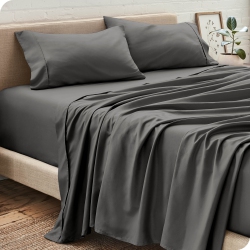 BARE HOME Sheet Set - Premium 1800 Ultra-Soft Microfiber - Double Brushed - Hypoallergenic - Wrinkle Resistant (Gray, Split California King)