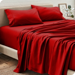 BARE HOME Sheet Set - Premium 1800 Ultra-Soft Microfiber - Double Brushed - Hypoallergenic - Wrinkle Resistant (Red, Full Xl)