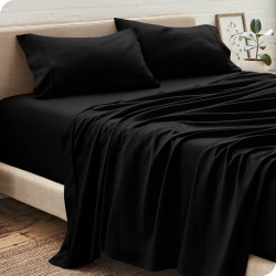 BARE HOME Sheet Set - Premium 1800 Ultra-Soft Microfiber - Double Brushed - Hypoallergenic - Wrinkle Resistant (Black, Queen)