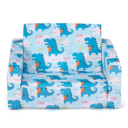 TOPBUY 2-In-1 Convertible Kids Sofa Flip Open Couch W/sturdy Sponge Construction&velvet Fabric In Light Blue