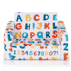 TOPBUY 2-In-1 Convertible Kids Sofa Flip Open Couch W/sturdy Sponge Construction&velvet Fabric Multi-Color