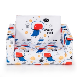 TOPBUY 2-In-1 Convertible Kids Sofa Flip Open Couch W/sturdy Sponge Construction&velvet Fabric White&red&blue