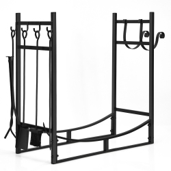 TOPBUY 30" Firewood Rack With Tool Set 30" Fireplace Log Holder for Indoor&outdoor Wood Stacker Lumbar Storage Organizer