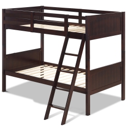 TOPBUY Twin Over Twin Bunk Beds Convertible 2 Individual Twin Beds Solid Hardwood White/ Espresso