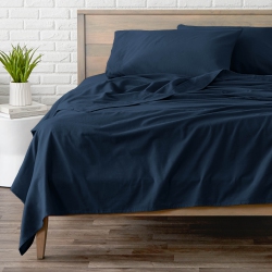 BARE HOME Flannel Sheet Set 100% Cotton, Velvety Soft Heavyweight - Double Brushed Flannel - Deep Pocket (Twin Xl, Dark Blue)