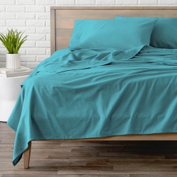 BARE HOME Flannel Sheet Set 100% Cotton, Velvety Soft Heavyweight - Double Brushed Flannel - Deep Pocket (Twin Xl, Aqua)