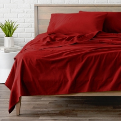 BARE HOME Flannel Sheet Set 100% Cotton, Velvety Soft Heavyweight - Double Brushed Flannel - Deep Pocket (Twin Xl, Red)