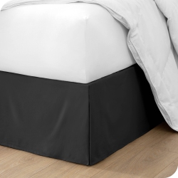 BARE HOME Bed Skirt Double Brushed Premium Microfiber, 15-Inch Tailored Drop Pleated Ruffle, 1800 Ultra-Soft, Shrink Resistant - Full In Black