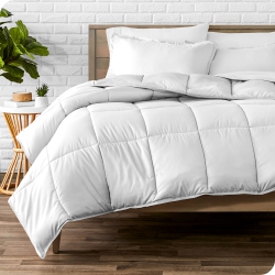 BARE HOME Comforter Set - Goose Down Alternative - Ultra-Soft - Hypoallergenic - All Season Breathable Warmth - Oversized Queen In White