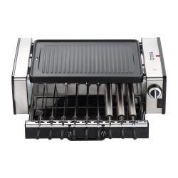 OMNIAPREMIUMPRODUCTS Omnia Electric Indoor Smokeless Kebab Grill And Non-Stick Top Grill Bbq - And Stainless Steel In Black