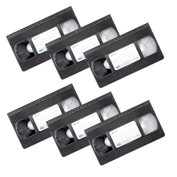 ELINK - 6 Pack Vhs Recording Cassette Set, 120 Minute Capacity In Black