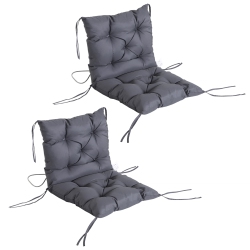 OUTSUNNY Patio Chair Cushions Set Of 2, 39" X 20" X 3" Outdoor Tufted Cushion Set With Ties for Indoor Outdoor Garden Furniture, Dark In Grey