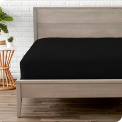 BARE HOME Fitted Bottom Sheet - Premium 1800 Ultra-Soft Wrinkle Resistant Microfiber - Hypoallergenic - Deep Pocket - Twin In Black