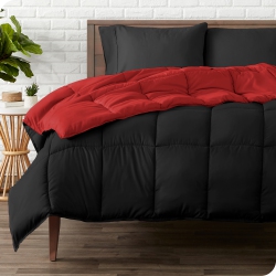 BARE HOME Reversible Comforter - Goose Down Alternative - Ultra-Soft - Premium 1800 Series - Hypoallergenic - Breathable - Queen In Black/red