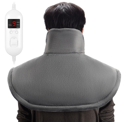 LIVINGBASICS Heating Pad for Neck And Shoulder, 19" X 23" Electric Heat Pad - In Gray