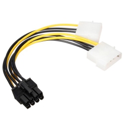 CABLESHARK 8Pin PCi Express Male to Dual Lp4 4Pin Molex Ide Power Cable Adapter