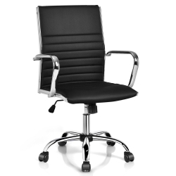 GYMAX Pu Leather Office Chair High Back Conference Task Chair W/armrests