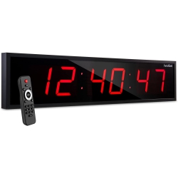 IVATION Huge 60" Inch Large Big Oversized Digital Led Clock \w Stopwatch, Alarms, Countdown Timer & Temp - Shelf Or Wall Mount (Red) | 6-Level
