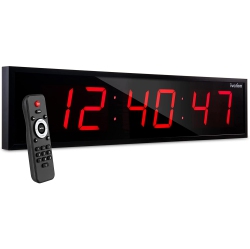 IVATION Huge 48" Inch Large Big Oversized Digital Led Clock \w Stopwatch, Alarms, Countdown Timer & Temp - Shelf Or Wall Mount (Red) | 6-Level