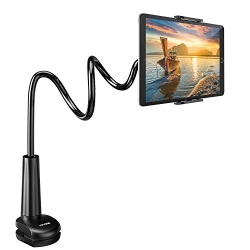 TRYONE Gooseneck Tablet Holder Stand for Bed: Adjustable Flexible Arm Tablets Mount Clamp On Table Compatible With Ipad Air