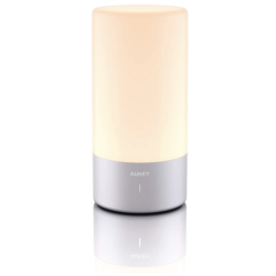 AUKEY Table Lamp, Touch Sensor Bedside Lamp + Dimmable Warm Light & Color Changing RGB In White
