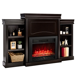 GYMAX 70" Fireplace Tv Stand Media W/ 28.5" 750W/1500W Electric Fireplace