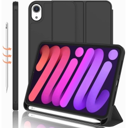 CSMART [Cs] Slim Magnetic Smart Cover Stand Case & Pencil Holder for Ipad Mini 6 7 6Th 7Th Gen. In Black