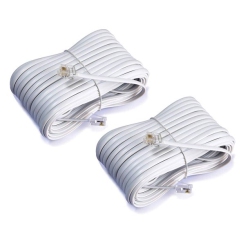 IMBAPRICE (2-Pack) 50 Feet Rj11 4C Modular Long Telephone Extension Phone Cord Cable Line Wire - In White