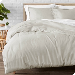 BARE HOME Flannel Duvet Cover And Sham Set - 100% Cotton, Velvety Soft Heavyweight, Double Brushed Flannel (Full/queen, Cream)