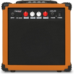 LYXPRO Electric Guitar Amp 20 Watt Amplifier Built In Speaker Headphone Jack And Aux Input Includes Gain Bass Treble Volume And Grind - In Mahogany