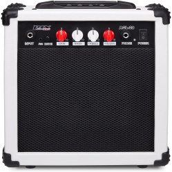 LYXPRO Electric Guitar Amp 20 Watt Amplifier Built In Speaker Headphone Jack And Aux Input Includes Gain Bass Treble Volume And Grind - In White