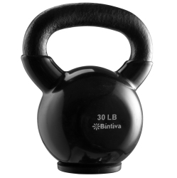 BINTIVA 30Lbs Kettlebells - Professional Grade, Vinyl Coated, Cast Iron Weights
