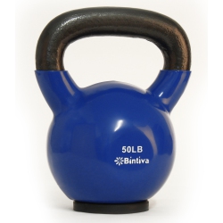 BINTIVA 50Lbs Kettlebells - Professional Grade, Vinyl Coated, Cast Iron Weights