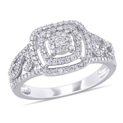 GEM AND HARMONY 1/2 Carat (Ctw I2-I3, H-I) Diamond Halo Engagement Ring In 10K Gold In White