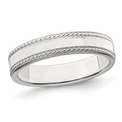 GEM AND HARMONY Ladies Or Mens Sterling 4MM Edge Design Wedding Band Ring In Silver