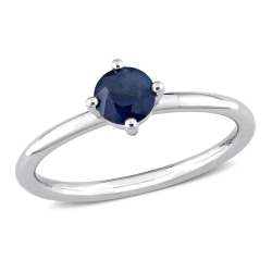 GEM AND HARMONY 5/8 Carat (Ctw) Sapphire Solitaire Ring In 10K White Gold In Blue