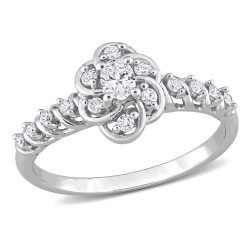 GEM AND HARMONY 1/3 Carat (Ctw G-H-I, I1-I2) Oval Diamond Engagement Ring In 14K Gold In White