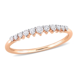 GEM AND HARMONY 1/5 Carat (Ctw G-H-I, I2-I3) Diamond Wedding Band Ring In 14K Rose Gold In Pink