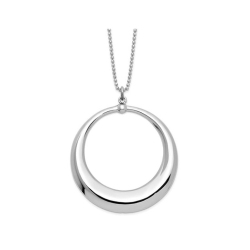 GEM AND HARMONY Sterling Circle Dangle Pendant Necklace With Chain In Silver