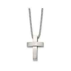 GEM AND HARMONY Mens Stainless Steel Cross Pendant Necklace With Chain (22 Inches) In Multicolor