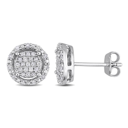 GEM AND HARMONY 3/10 Carat (Ctw) Diamond Cluster Earrings In Sterling In Silver