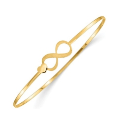 GEM AND HARMONY 14K Gold Infinity Heart Bangle Bracelet In Yellow