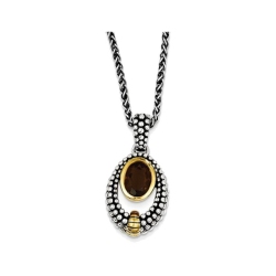 GEM AND HARMONY 1.19 Carat (Ctw) Smoky Quartz Pendant Necklace In Sterling Silver With 14K Accents In Gold