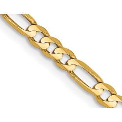 GEM AND HARMONY Concave Figaro 3MM Necklace In 14K Gold 18 Inches In Yellow