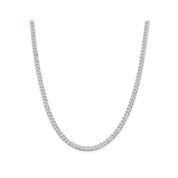 GEM AND HARMONY Mens Beveled Curb Chain Necklace In Sterling 20 Inches (4.50 Mm) In Silver