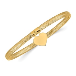 GEM AND HARMONY 14K Gold Heart Mesh Stretch Bracelet In Yellow