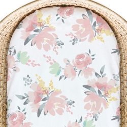 KUSHIES Cotton Percale Bassinet Sheet - Watercolour Flowers