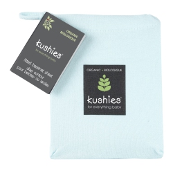 KUSHIES Organic Jersey Bassinet Fitted Sheet - In Blue
